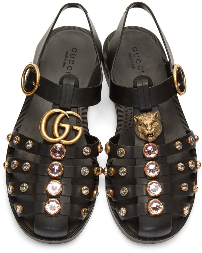 rubber sandal with crystals