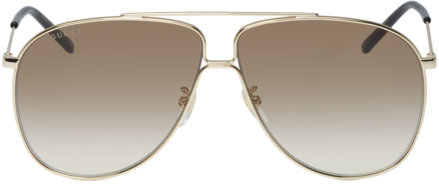 Gucci: Gold Ultra-Light Aviator Sunglasses | SSENSE