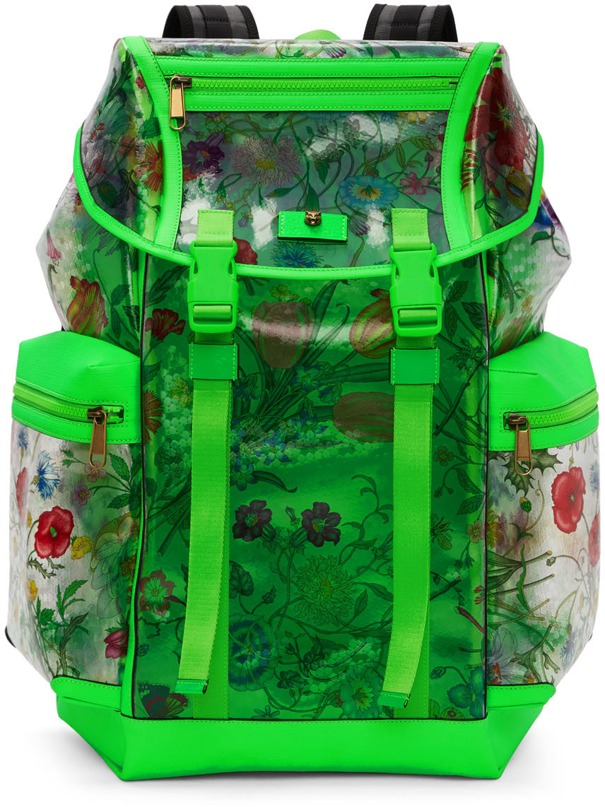 statisk egetræ eksplodere Gucci: Green Clear Flowers Backpack | SSENSE