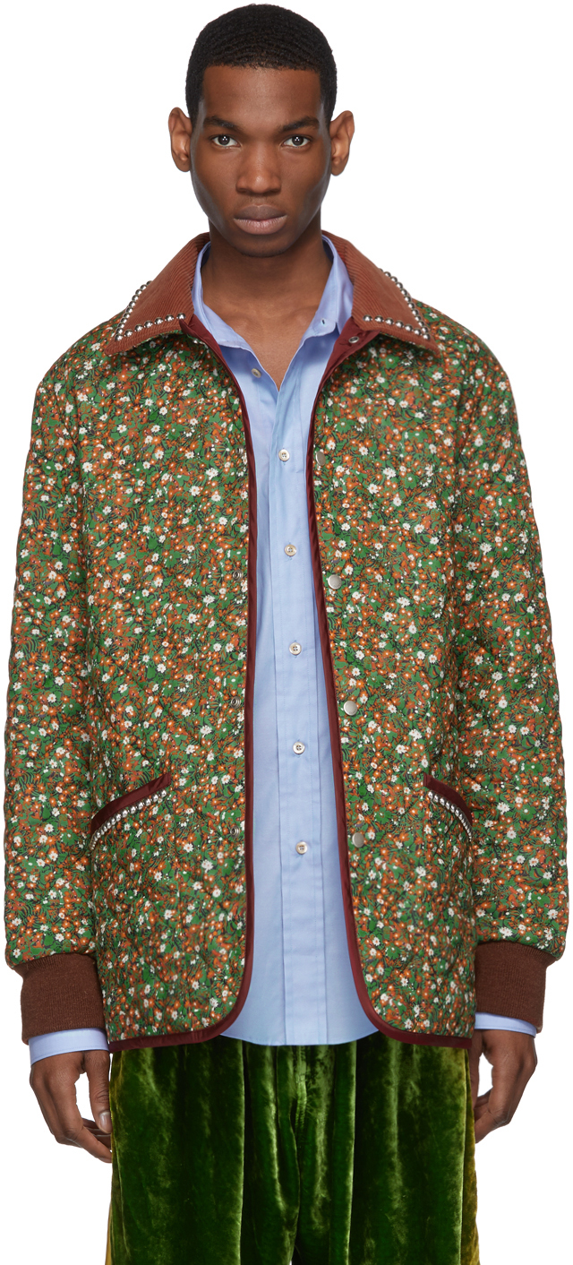 Gucci: Green & Orange Flower 'Chateau Marmont' Jacket | SSENSE