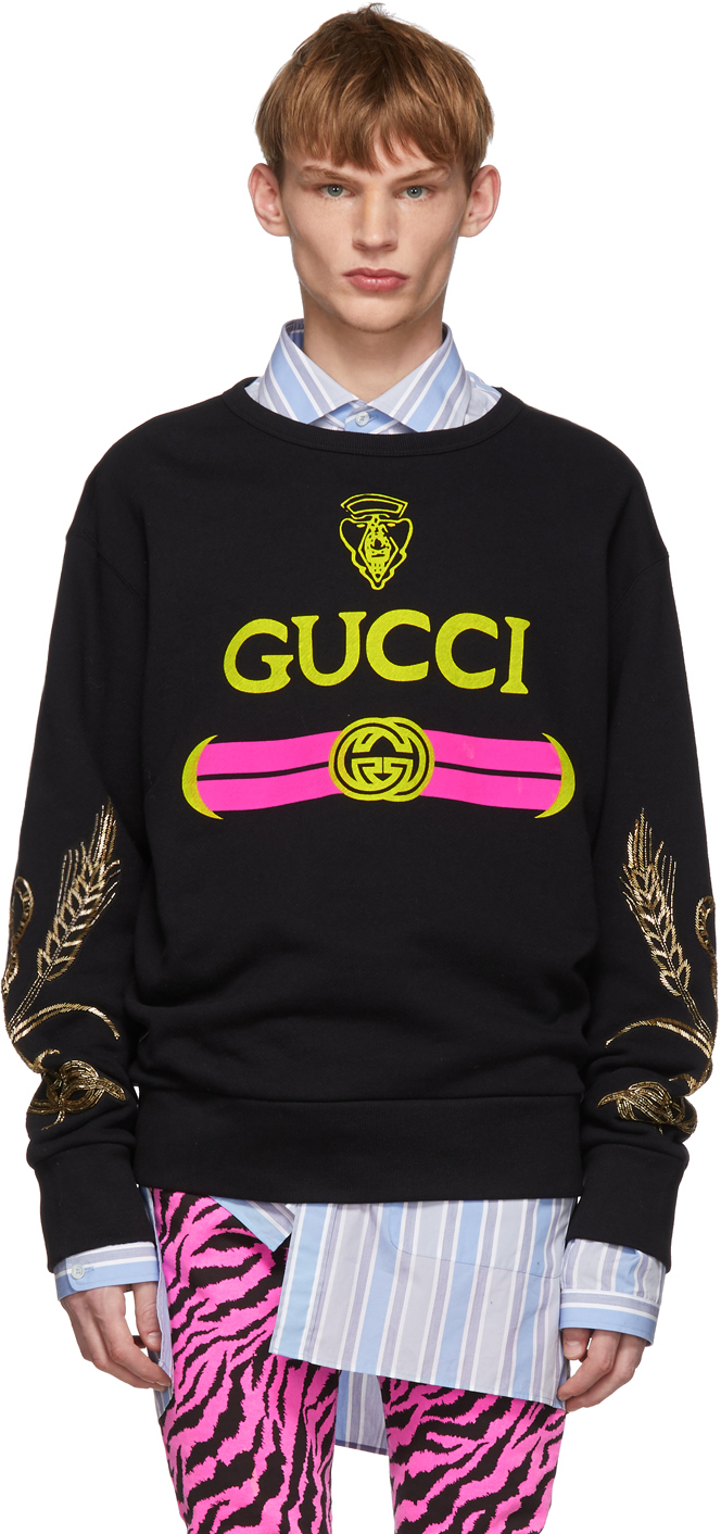 Gucci: Black Beaded Sweatshirt | SSENSE Canada