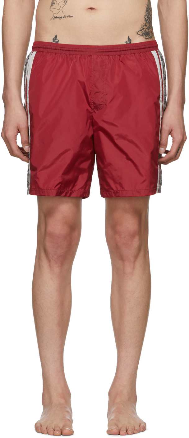 red gucci swim shorts