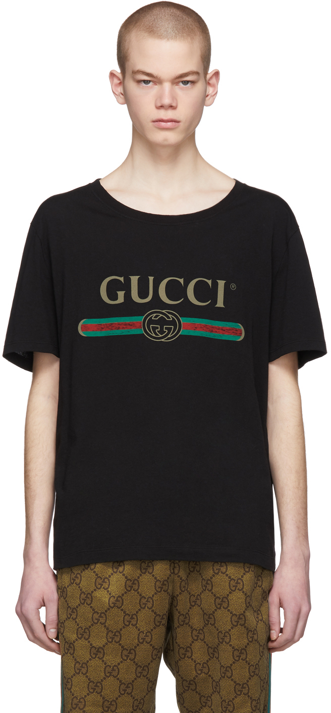gucci logo t shirt black