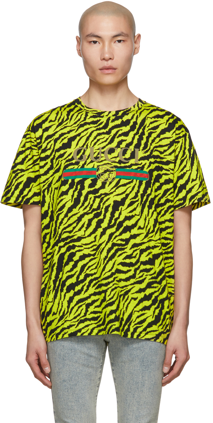 Gucci: Yellow Zebra Vintage Logo T-Shirt | SSENSE