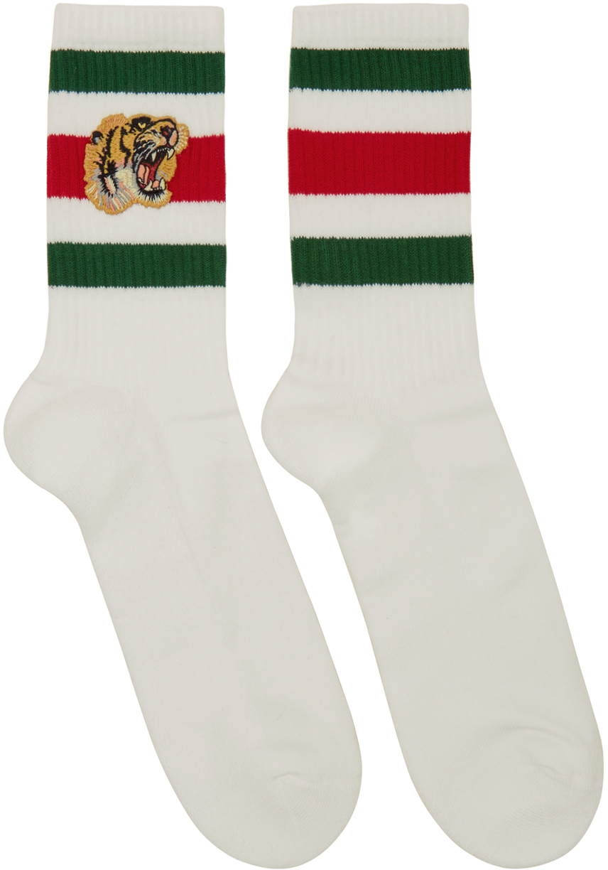 Gucci: White Tiger Socks | SSENSE Canada