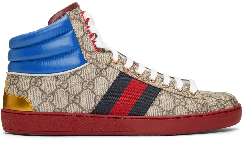 Gucci: Beige GG Ace High-Top Sneakers | SSENSE