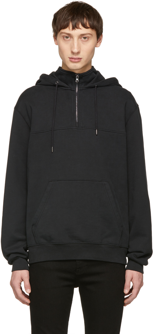 FRAME: Black Half-Zip Hoodie | SSENSE