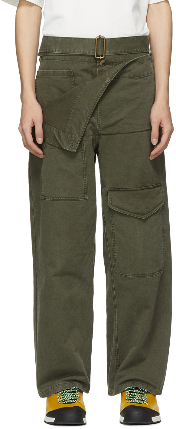 JW Anderson: Khaki Fold Front Utility Trousers | SSENSE