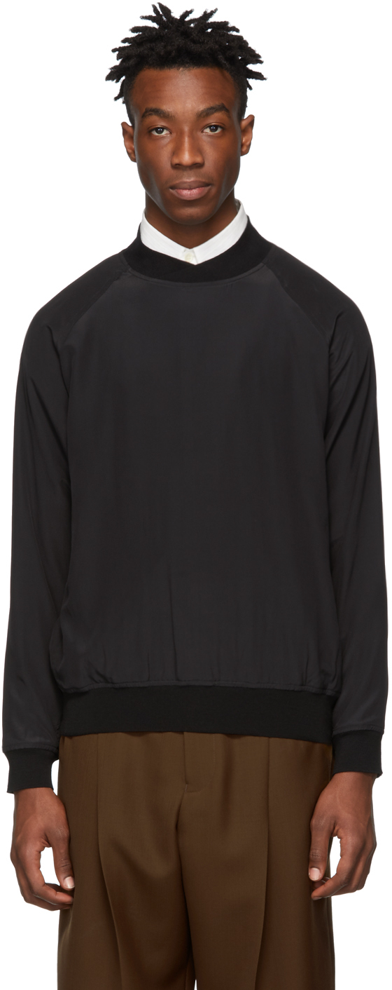 Haider Ackermann: Black Silk Sweatshirt | SSENSE
