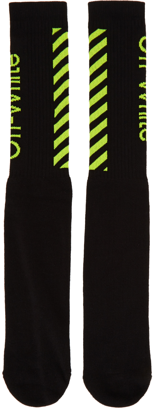 Off-White: Black & Yellow Diag Socks | SSENSE