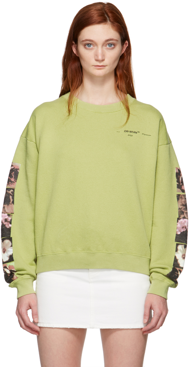 Off-White: Green Flowers Pola Sweatshirt | SSENSE