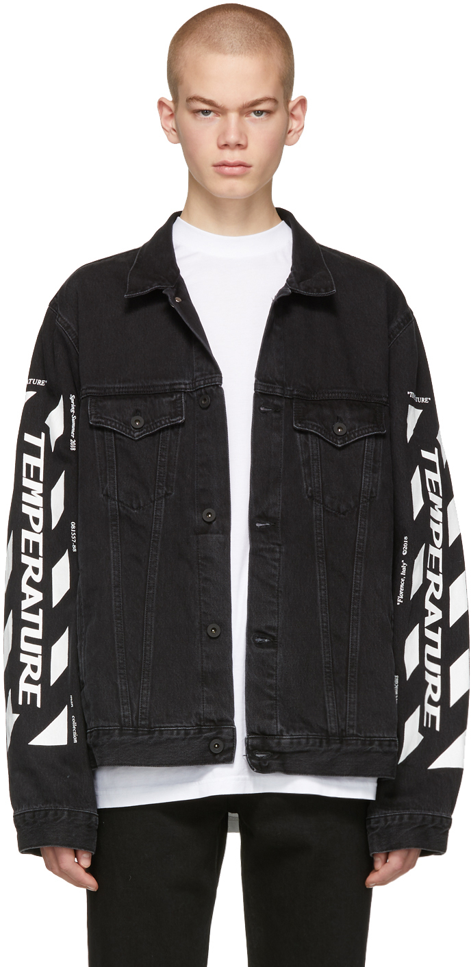 Off-White: SSENSE Exclusive Black Denim 'Temperature' Jacket SSENSE