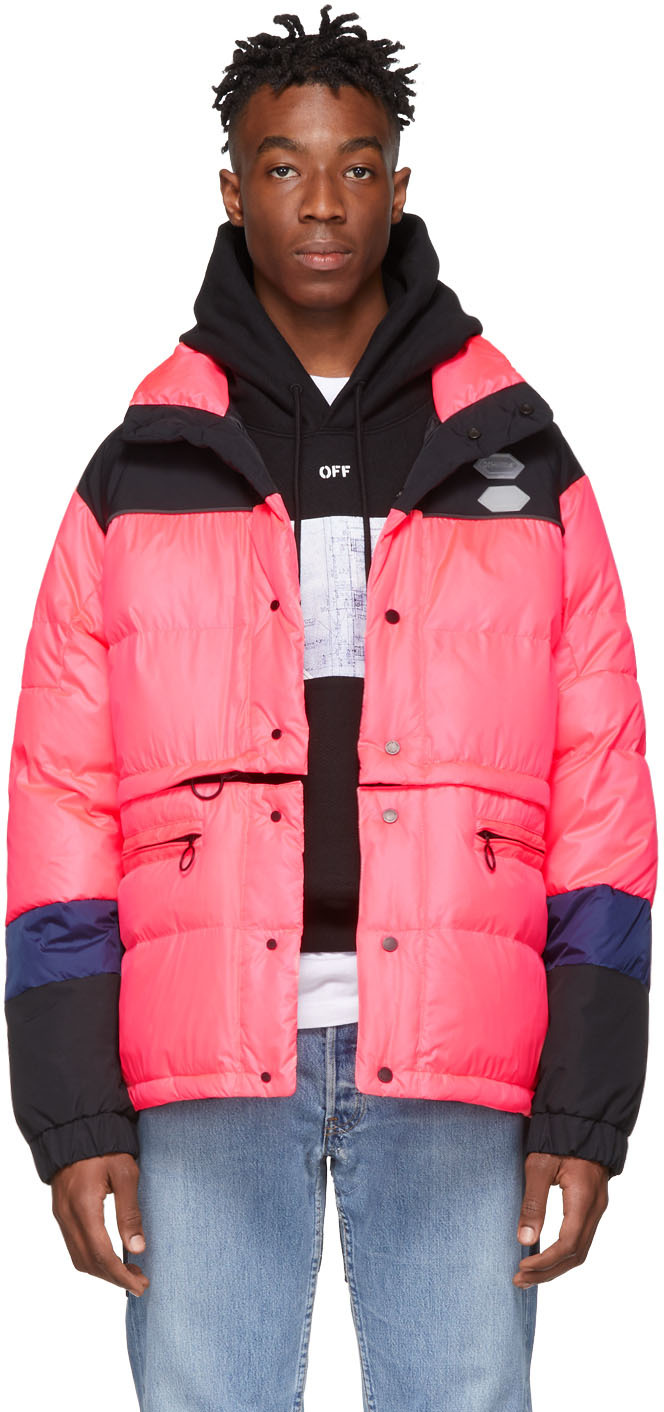 Off-White: Pink Down Puffer Jacket | SSENSE 대한민국