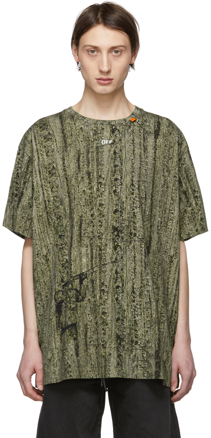 Off-White: Green Oversized Real Camo T-Shirt | SSENSE