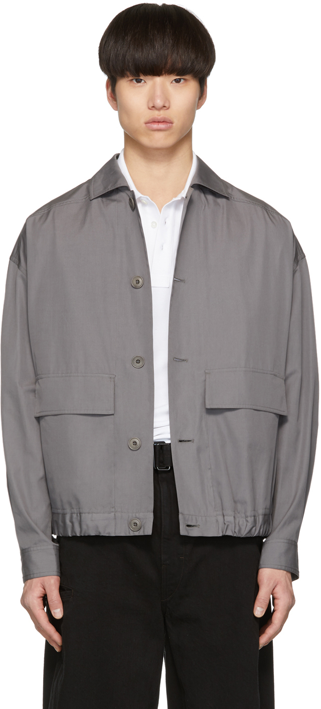 LEMAIRE: Grey Poplin Blouson Jacket | SSENSE