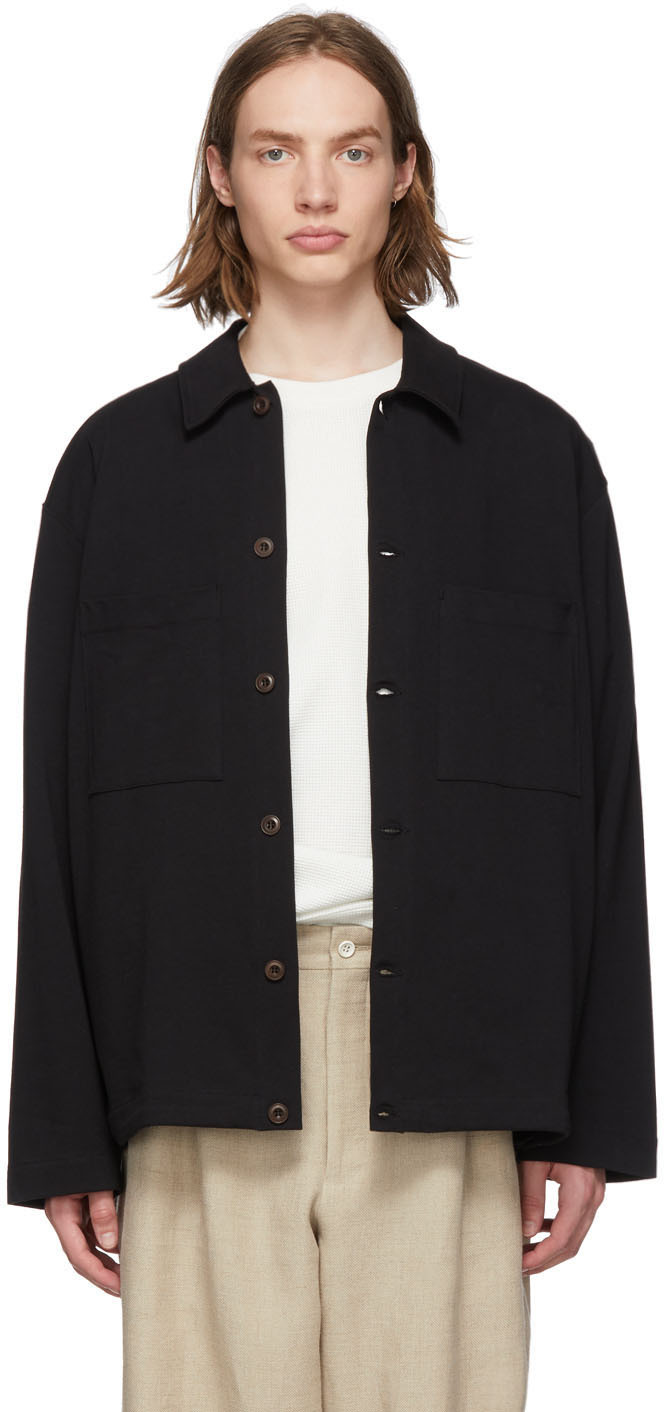 LEMAIRE Black Jersey Overshirt Jacket SSENSE Canada