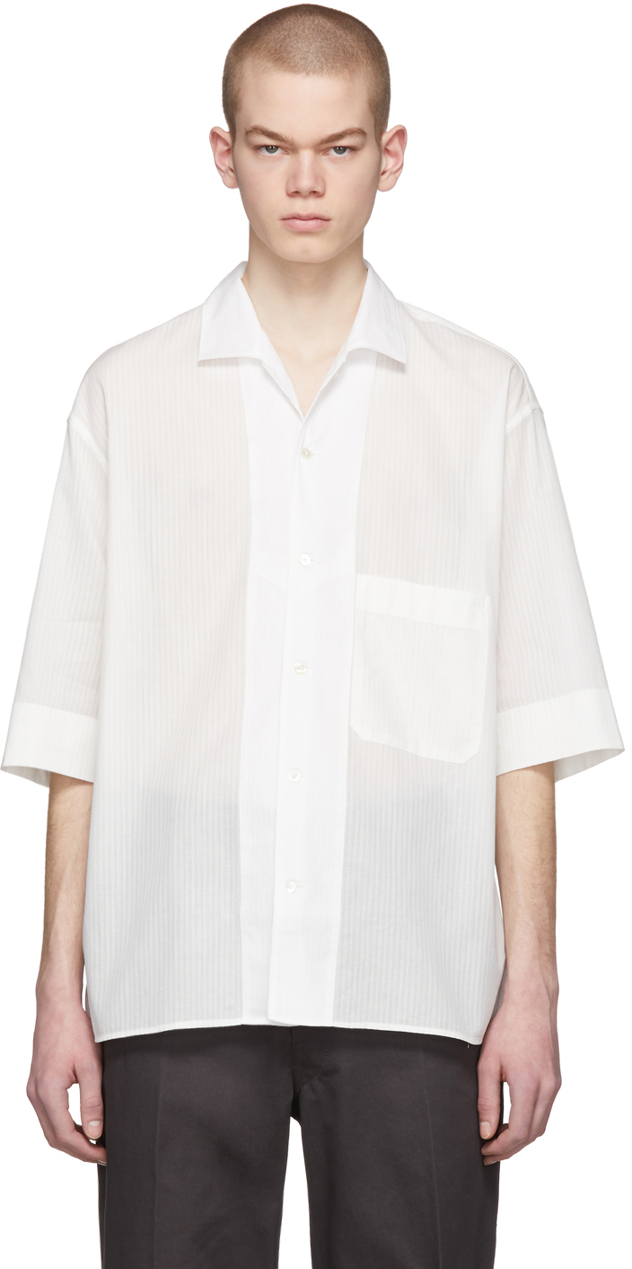 LEMAIRE: White Convertible Collar Shirt | SSENSE