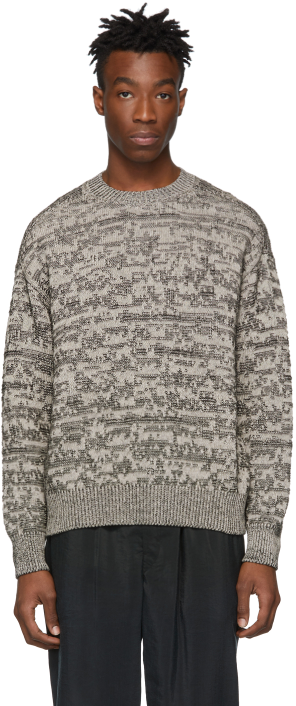 LEMAIRE: Grey Jacquard Sweater | SSENSE