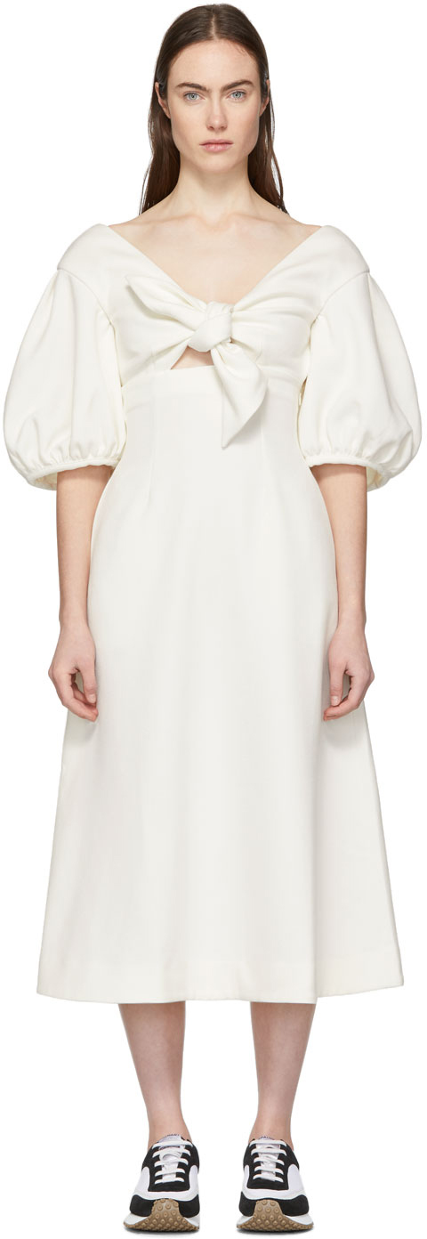 Edit: White Tie Front A-Line Dress | SSENSE