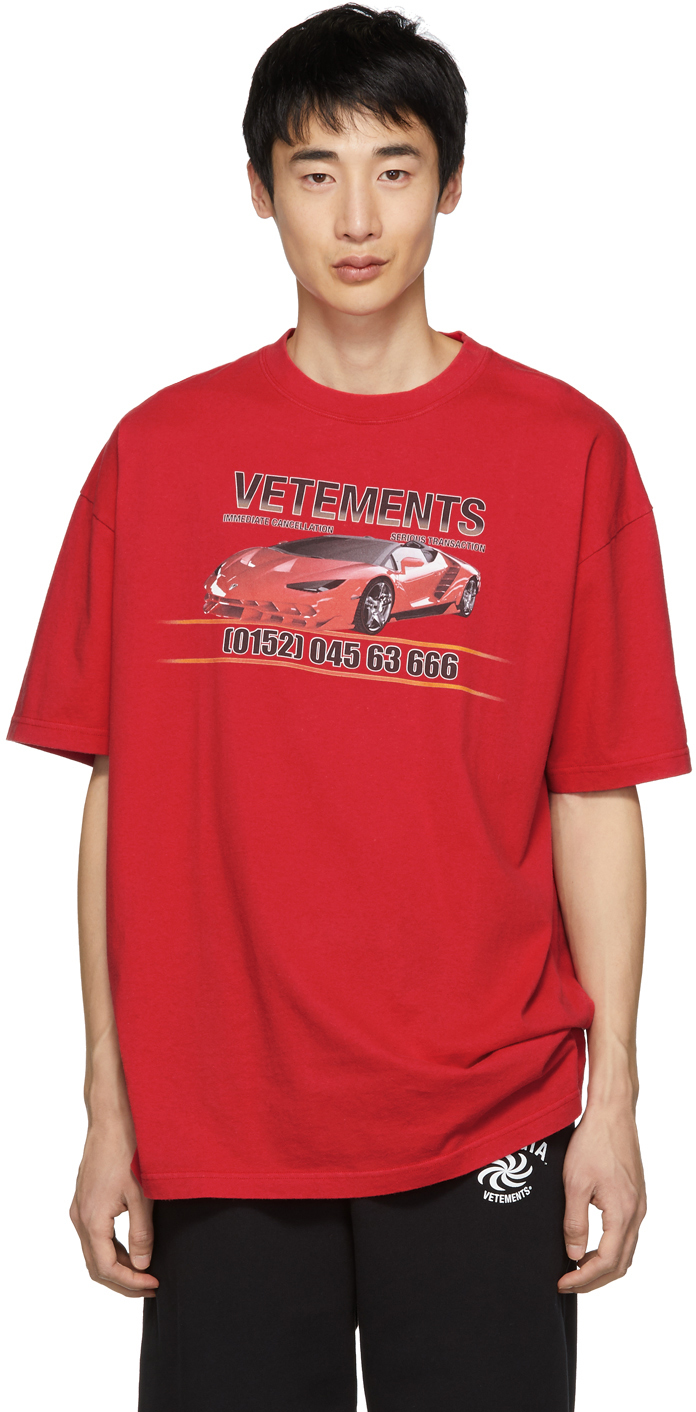 VETEMENTS: Red Car Hotline Shirt | SSENSE