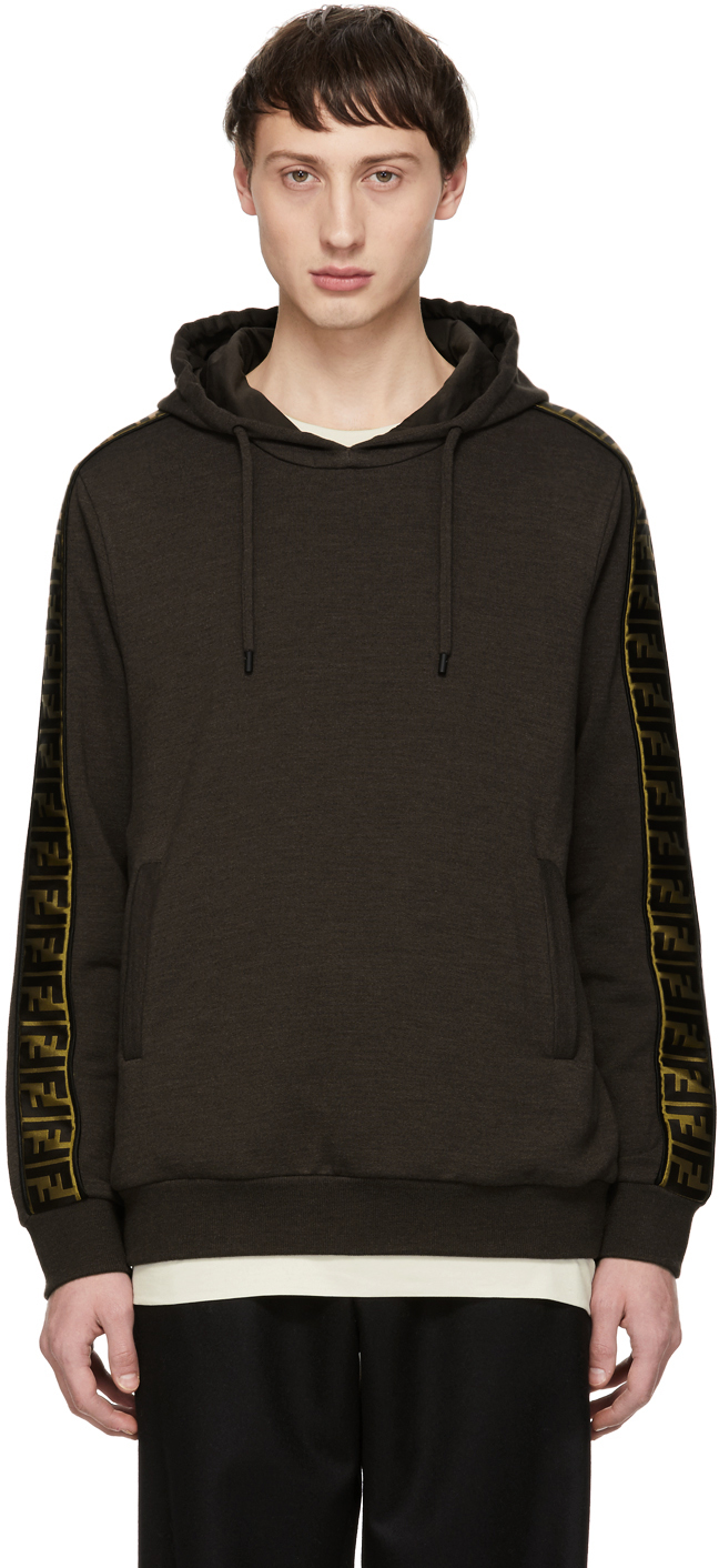 Fendi: Brown 'Forever Fendi' Tape Hoodie | SSENSE