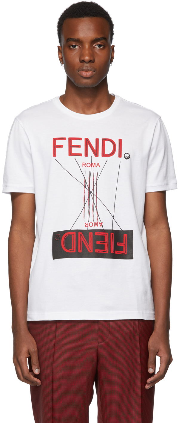 Fendi: White 'Roma Amor' Logo T-Shirt | SSENSE