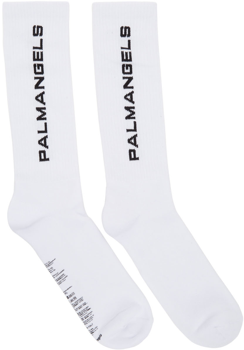 Palm Angels: White Logo Socks | SSENSE