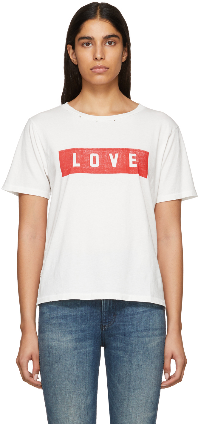 Amo: White 'Love' Tomboy T-Shirt | SSENSE