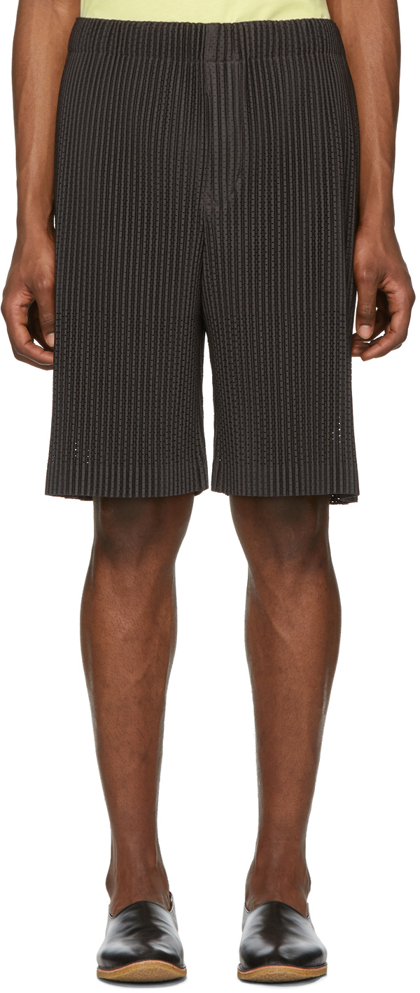 Homme Plissé Issey Miyake: Brown Outer Mesh Shorts | SSENSE