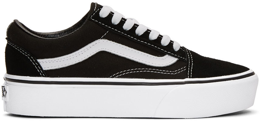 Vans: Black & White Old Skool Platform Sneakers | SSENSE