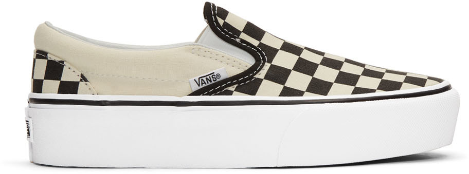 Vans: Black & White Checkerboard Classic Slip-On Sneakers | SSENSE