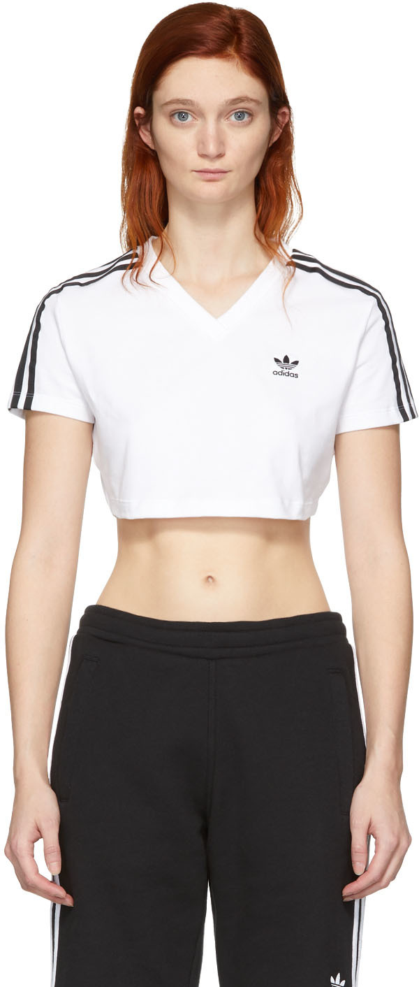 adidas Originals: White Cropped T-Shirt | SSENSE