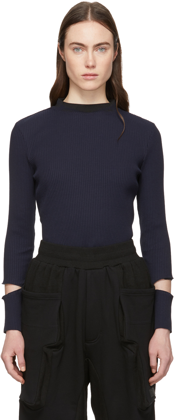 Perks and Mini: Navy Echoing Waves Sweater | SSENSE