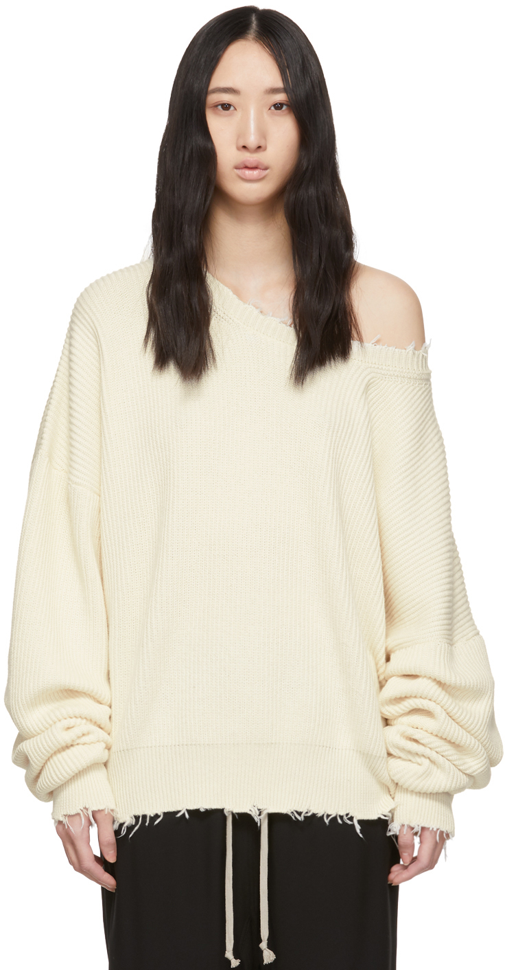 Unravel: White Rib Oversized Sweater | SSENSE