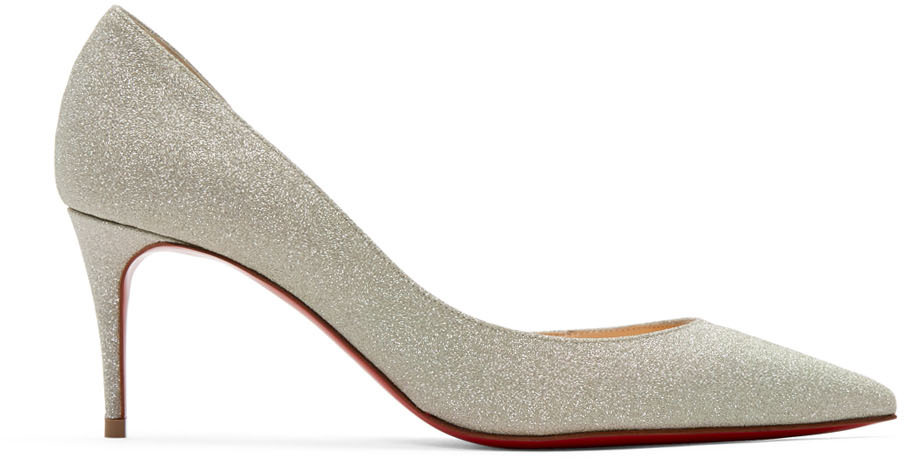 Christian Louboutin: Silver Glitter Iriza Heels | SSENSE