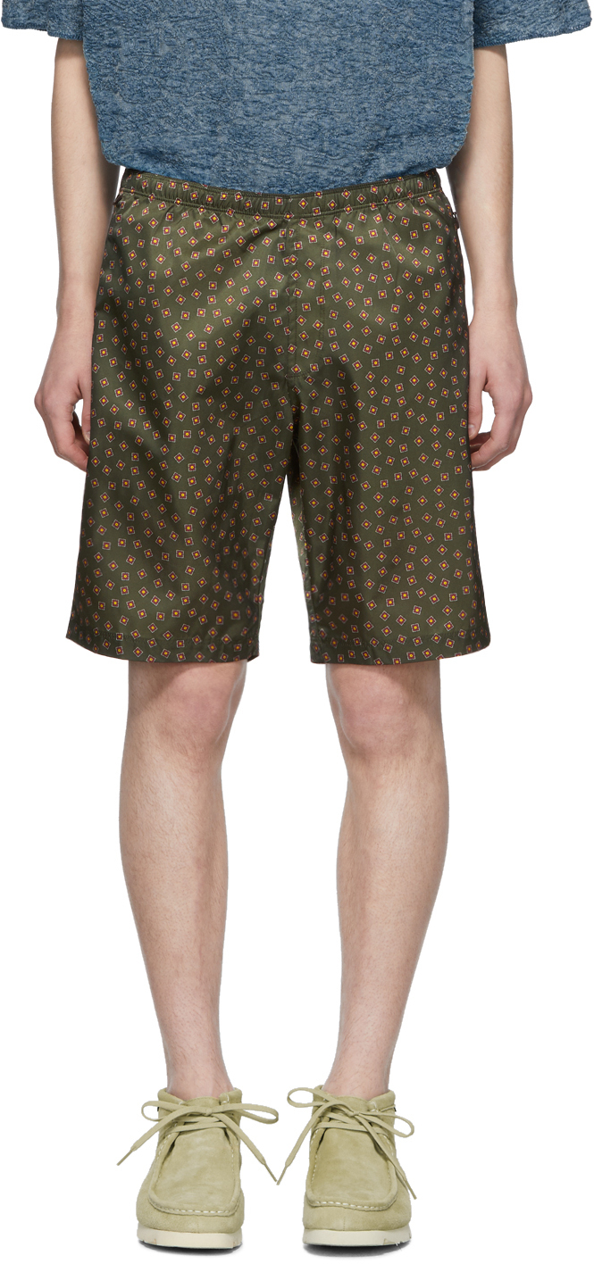 NEEDLES: Green Warm Up Shorts | SSENSE