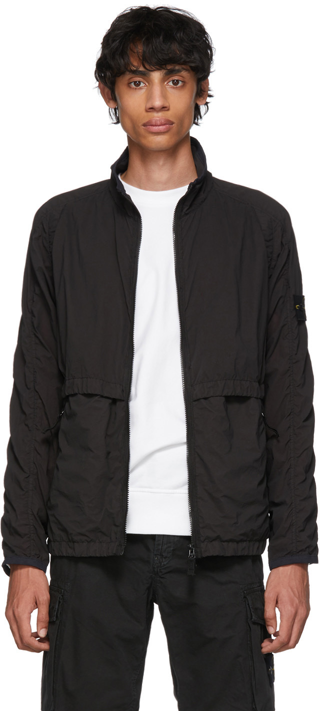 Stone Island: Black Lamy Velour Jacket | SSENSE