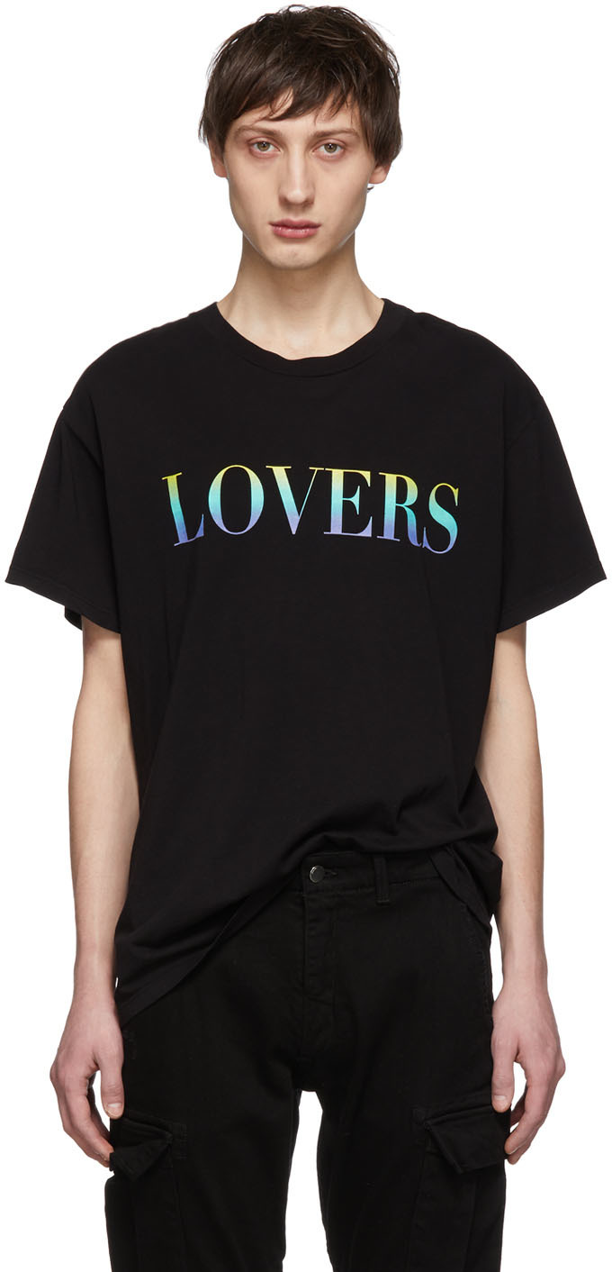 AMIRI: Black 'Lovers' Rainbow T-Shirt | SSENSE