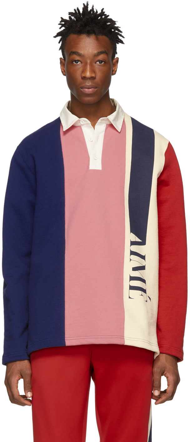 Aimé Leon Dore: Navy & Pink French Terry Rugby Polo | SSENSE