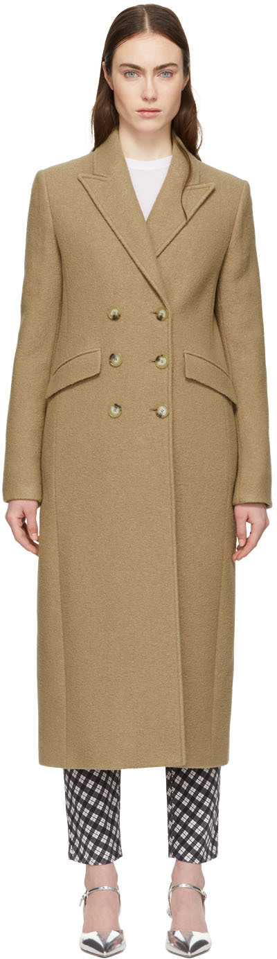 Alexachung Tan Double-Breasted Tailored Coat Alexachung