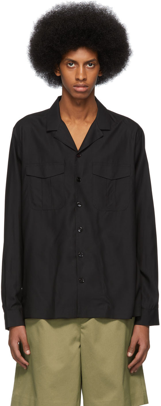Schnayderman's: Black Tencel Notch Shirt | SSENSE
