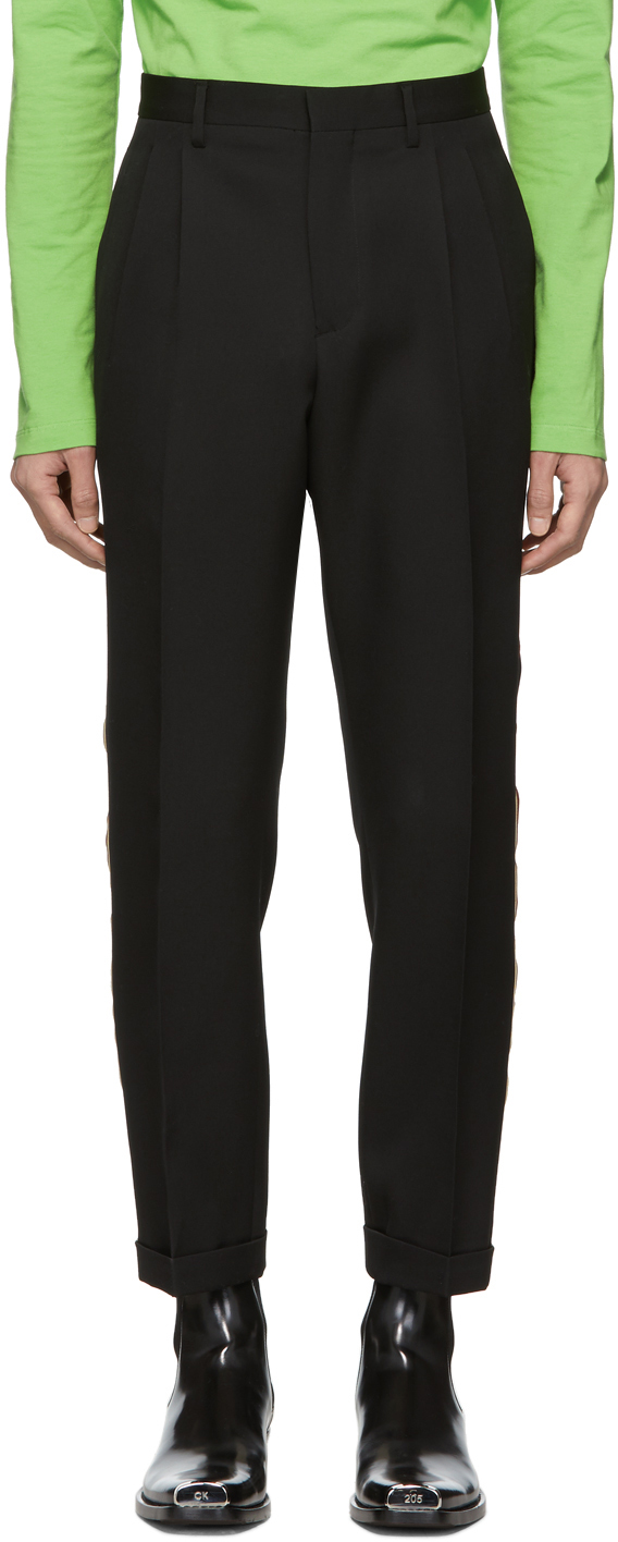 Calvin Klein 205W39NYC: Black Stripe Classic Straight-Leg Uniform ...