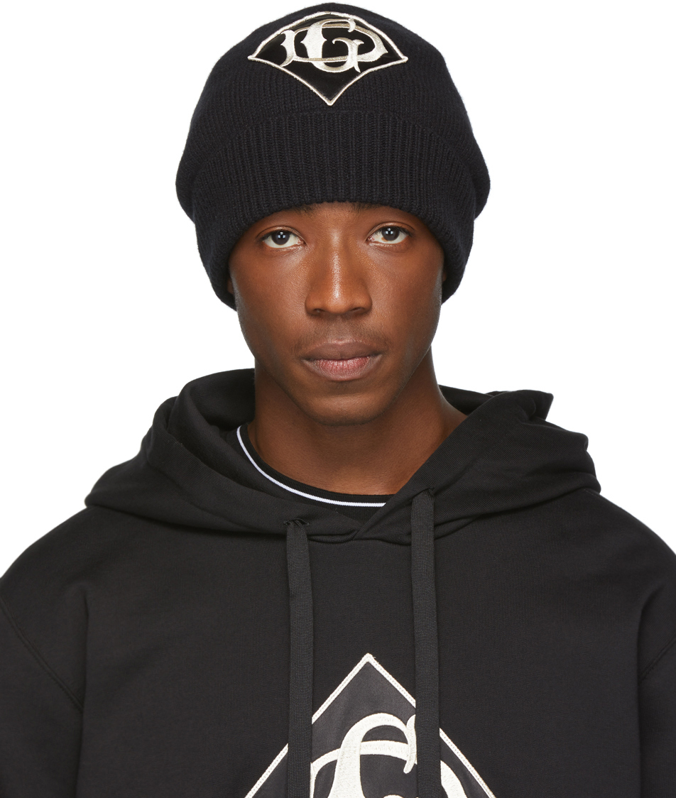 Dolce & Gabbana: Black Embroidered DG Beanie | SSENSE