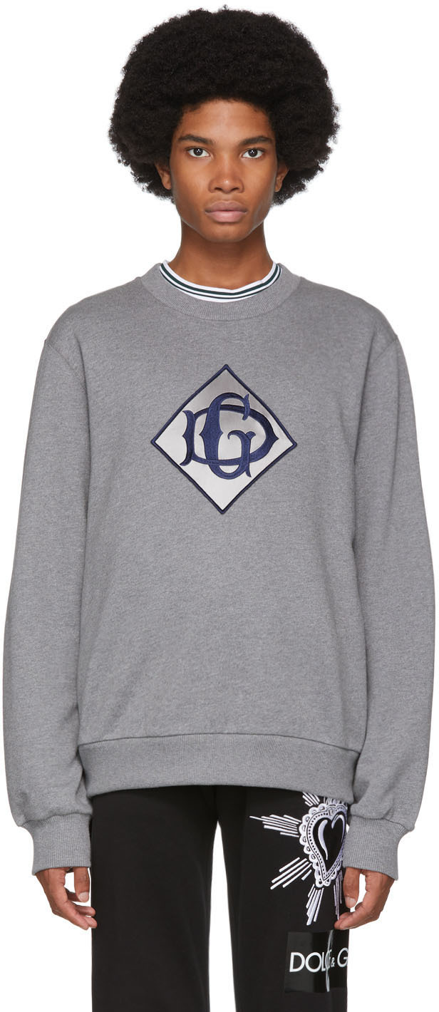 Dolce & Gabbana: Grey 'DG' Logo Sweatshirt | SSENSE UK