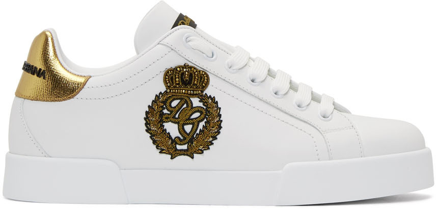 dolce gabbana white gold sneakers