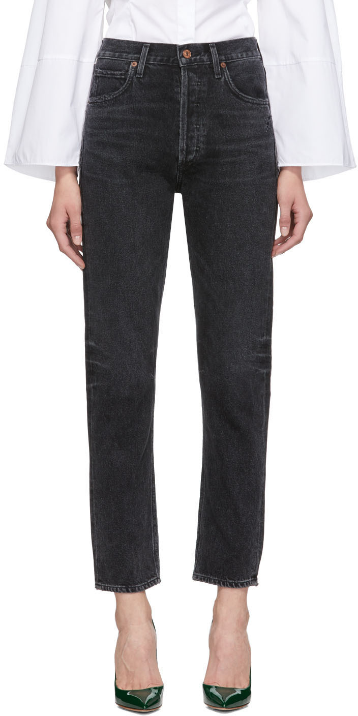 Citizens of Humanity: Black Charlotte Long Jeans | SSENSE