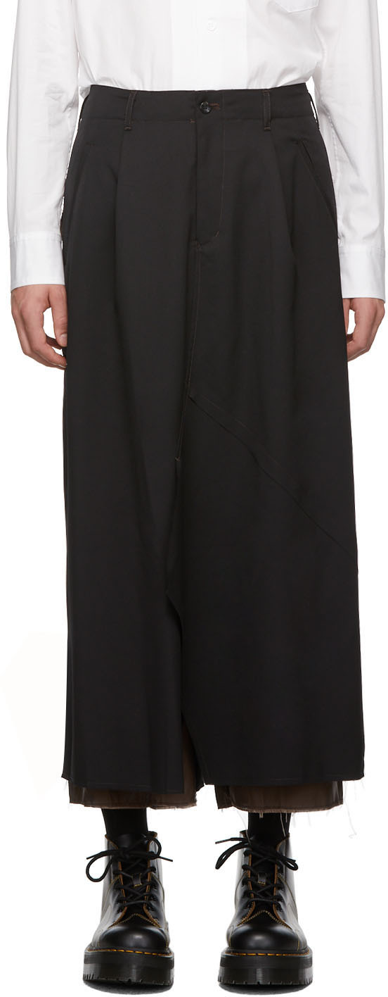 Sulvam: Black Layered Skirt Trousers | SSENSE Canada