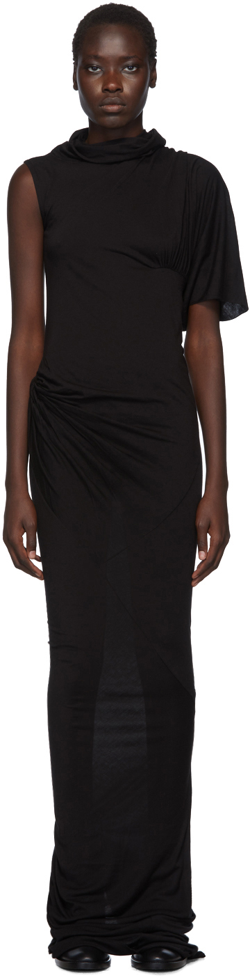 Rick Owens Lilies: Black Turtleneck Gown Dress | SSENSE