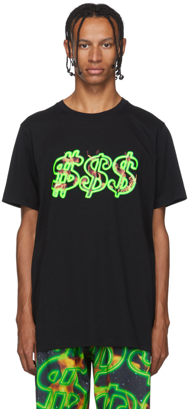 SSS World Corp: Black Dollar Fire T-Shirt | SSENSE UK