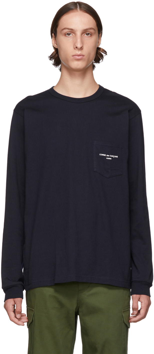comme des garcons homme long sleeve logo tee